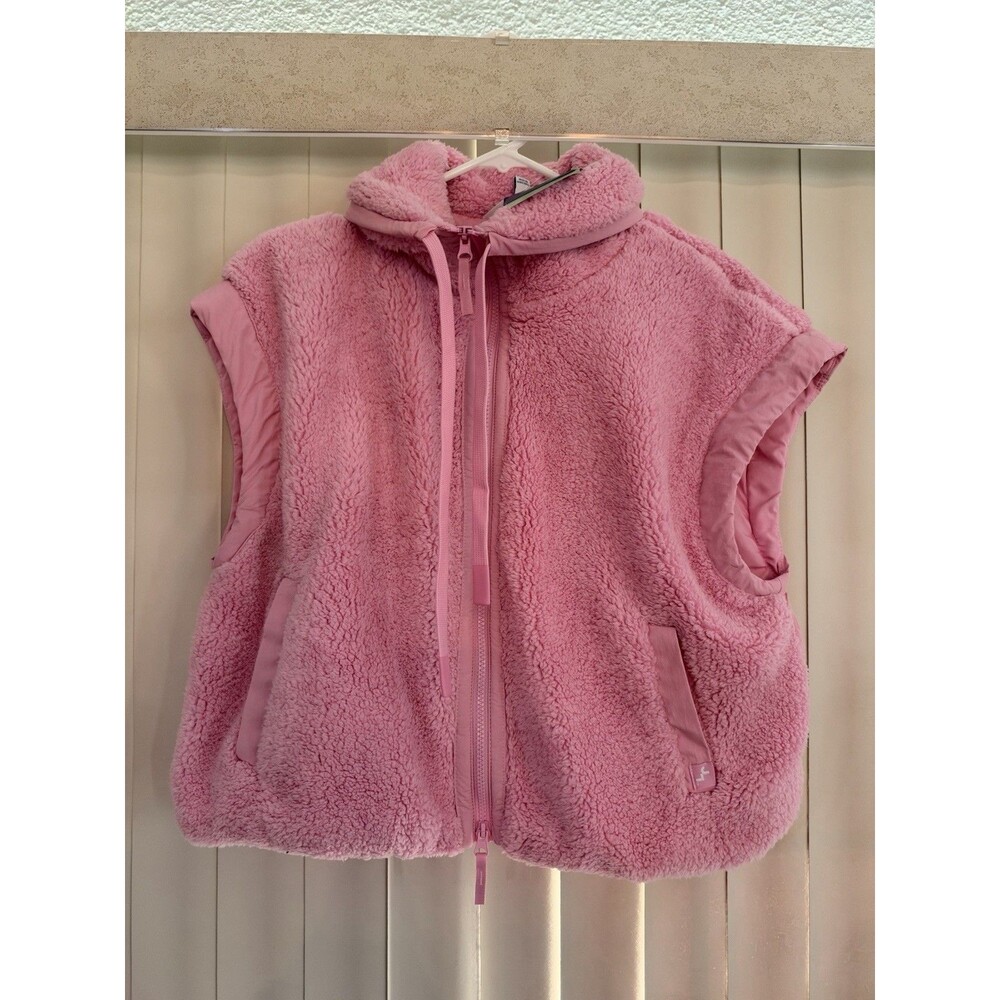 Job Lab Pink Puffer & Fleece Vest - Size Medium NWT Cropped Loose Fit